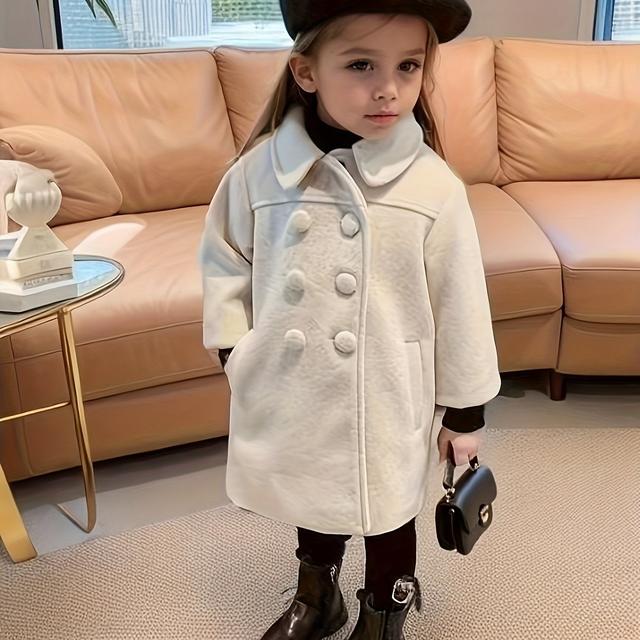 TEMU Koreaanse meisjesjas voor herfst en winter, halflange, casual en dikke overjas