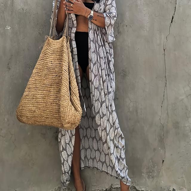 TEMU Жіночий літній кардиган-кімоно для пляжу з принтом у вигляді бікіні для на морі