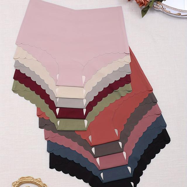 TEMU 10 unidades de Bragas Decorativas en Forma de Abanico sin Costuras, Sexys y Cómodas Interior de Respiración y Estiramiento, Ropa Interior y Bragas para Mujeres