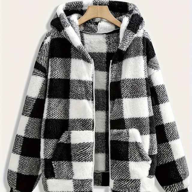 TEMU 신상 가을/겨울 양면 플리스 후드 자켓