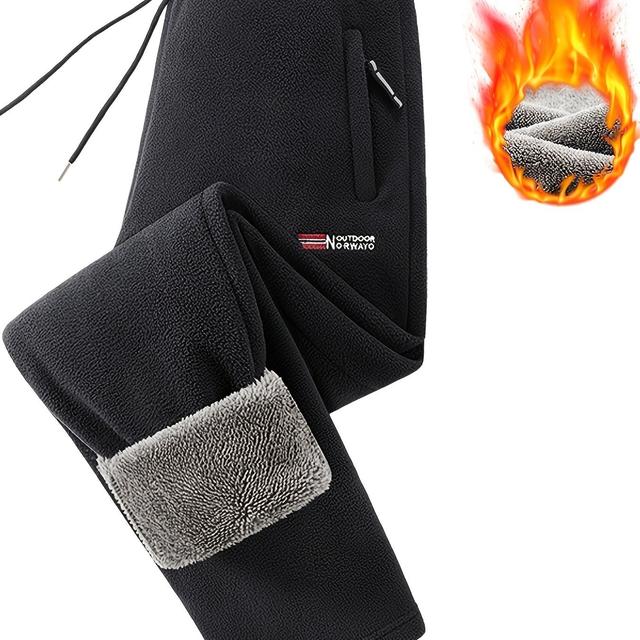 TEMU OBM Herrenhose, Herbst/Winter Plüschgefütterte, verdickte, lockere Hose mit geradem Bein, doppelseitige Freizeit-Outdoorhose