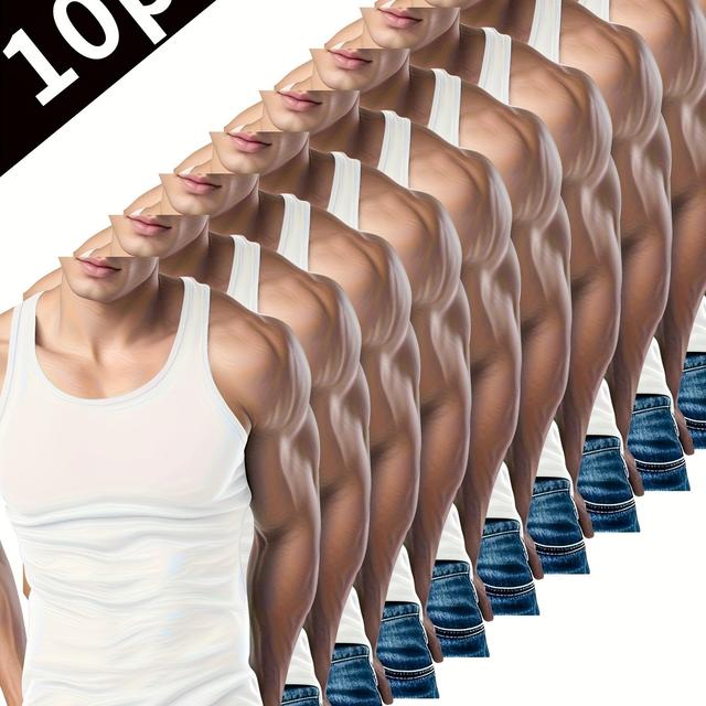 TEMU 10 Stück Neue Herren Tanktops für Frühling/Sommer