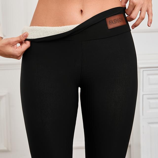 TEMU Women's High Waisted Winter Warm Tummy Control Lifting Shaping Underwear - Warmth Base Layer, Solid Color Thermal Pants For Fall & Winter