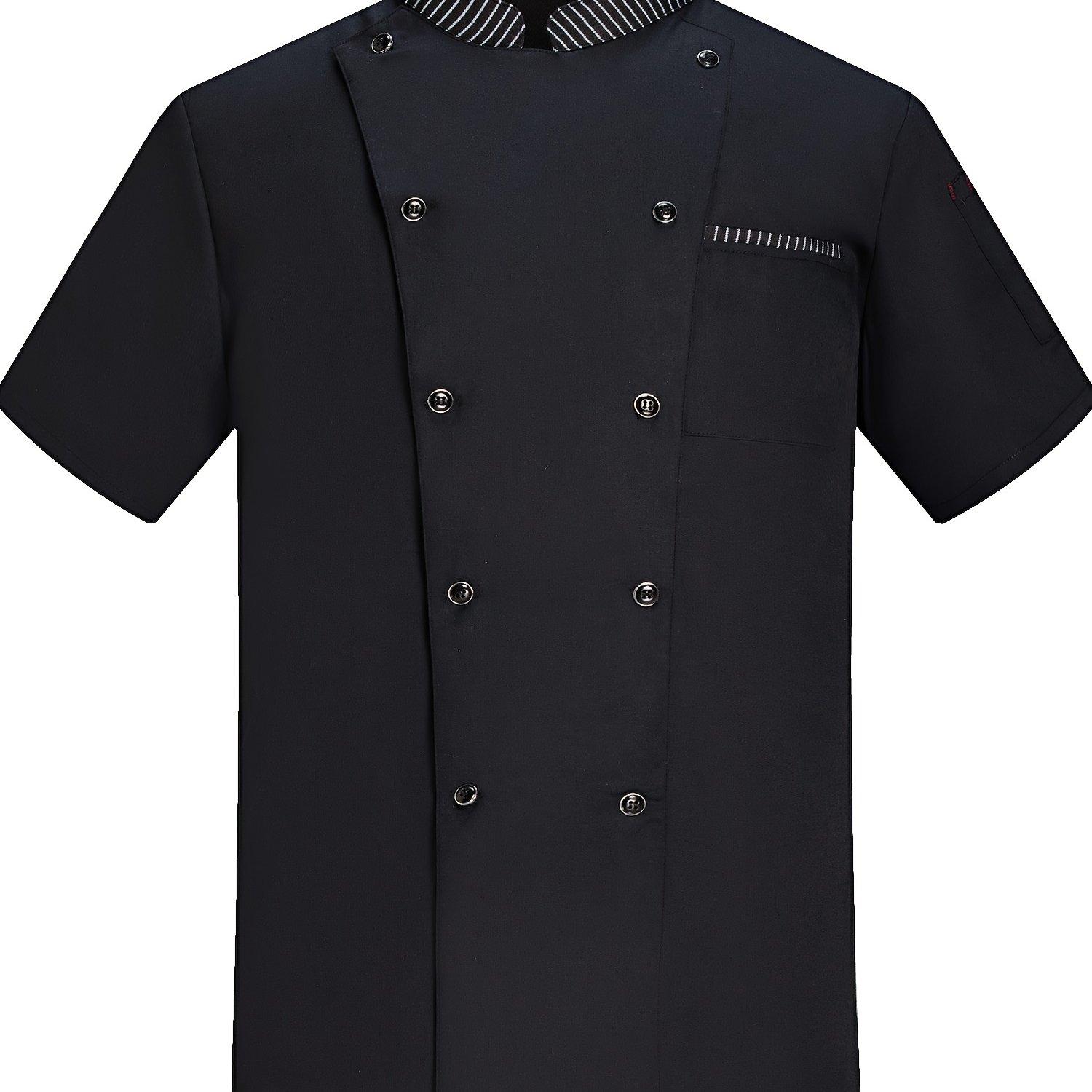 TEMU Sommer--Arbeitsuniform für Herren, Schwarz Weiß, Hochwertige Catering-Restaurant--Uniform, Hotel-Westrestaurant-Küche, Kurzarm