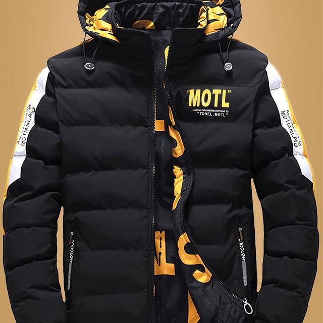 TEMU 【商品名】Villa Water OBM メンズ 冬用コート、取り外し可能なフード付き、両面ウェア、トレンドのクールなジャケット、寒い季節に