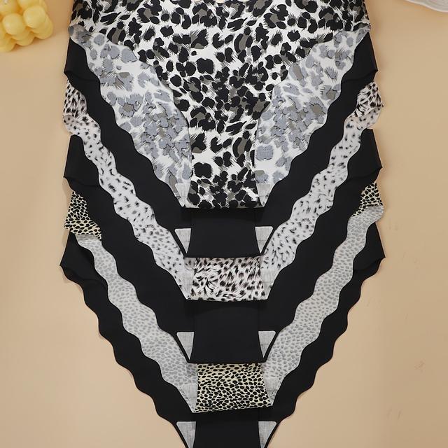 TEMU Lot de 6 - Sous-vêtements pour femmes à imprimé léopard et avec dentelle ondulée, culottes pour femmes élégantes et cool
