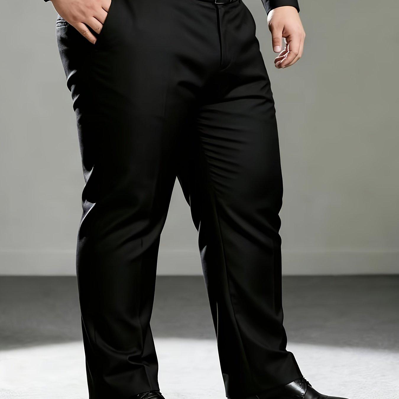 TEMU Pantalones de Negocios Casuales de Talla Grande para Hombre con Cintura Elástica