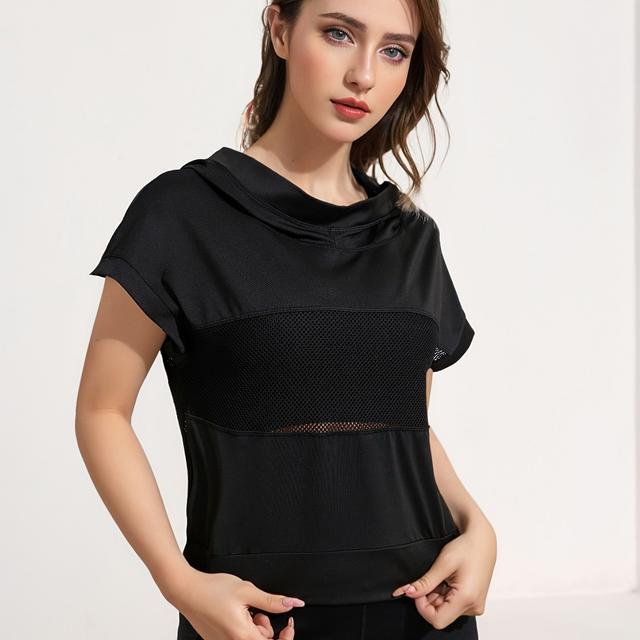 TEMU Running Jacket Yoga Sports Loose Breathable T-shirt Casual Mesh Beautiful Back Cover Hooded Block Outerwear Cardigan