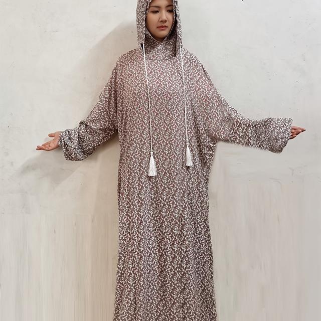 TEMU New Middle Drawstring Hooded Printed Robe For The Eid Celebration.