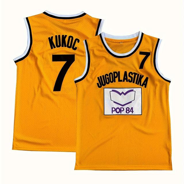 TEMU Herren #7 Bestickte Basketballtrikot - Atmungsaktives Polyester, Rundhalsausschnitt, Maschinenwaschbar - Perfekt für Mannschaftssport & Outdoor-Aktivitäten