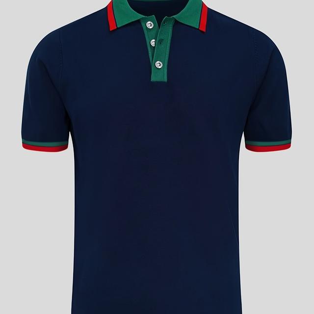 TEMU 남성용 여름 캐주얼 셔츠 - 통기성 폴리에스터, 반팔, 컬러 블록 디자인과 대비 칼라, 세탁기 사용 가능, 여름 캐주얼 셔츠, 스트리트 스타일, 기존 버전, 여름