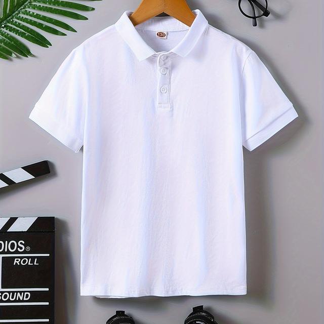 TEMU Однотонна футболка-поло, спортивний , літній одяг, розміри 80-170