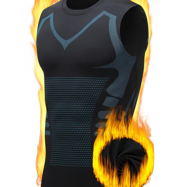 TEMU 1pc Of Men's Thermal Vest With Tech Stripes, Suitable For Sports Training, Skiing, And Comfortable Indoor Or Outdoor Base Wear