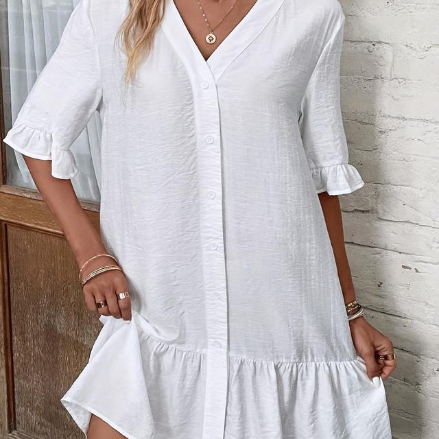 TEMU Flounce Sleeve Ruffle Hem Comfy Cover Up, Women's Swimwear & Clothing