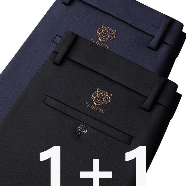 TEMU Dos pantalones de negocios versátiles para hombre, resistentes a las arrugas y sin necesidad de planchar, ideales para de edad y mayores