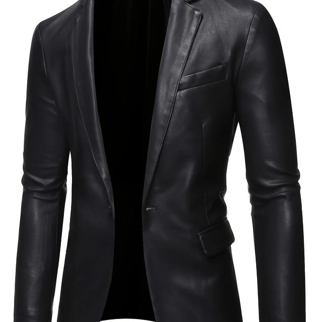 TEMU Men's Jacket - Single-breasted Button-front Closure, Solid Color Casual Blazer, Hand Washable Outerwear For Weddings, Business & Smart-casual Events (regular Fit)