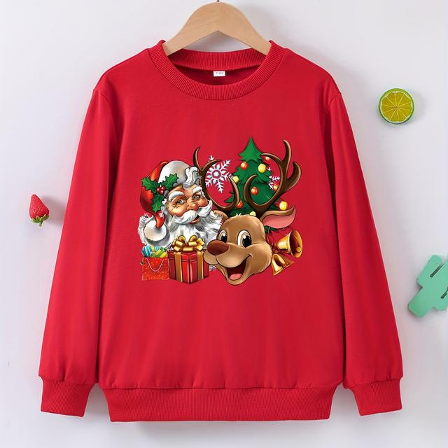 TEMU Boys' Spring/autumn Long Sleeve "" Print Sweatshirt For Christmas