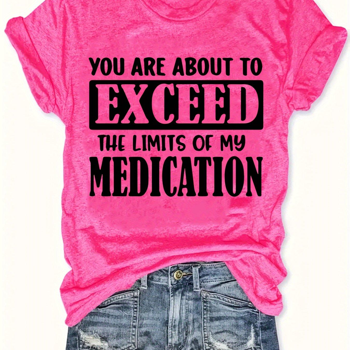 TEMU Plus Size - Plus Size - Plus Size Round Neck T-shirt With Letter Print For Women