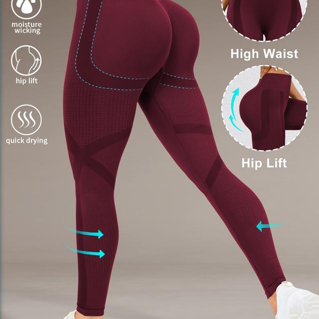 TEMU Lifting Sports Yoga Pants, High Waist Running Workout Leggings, Women's Activewear For Fall & Winter Wide Waistband