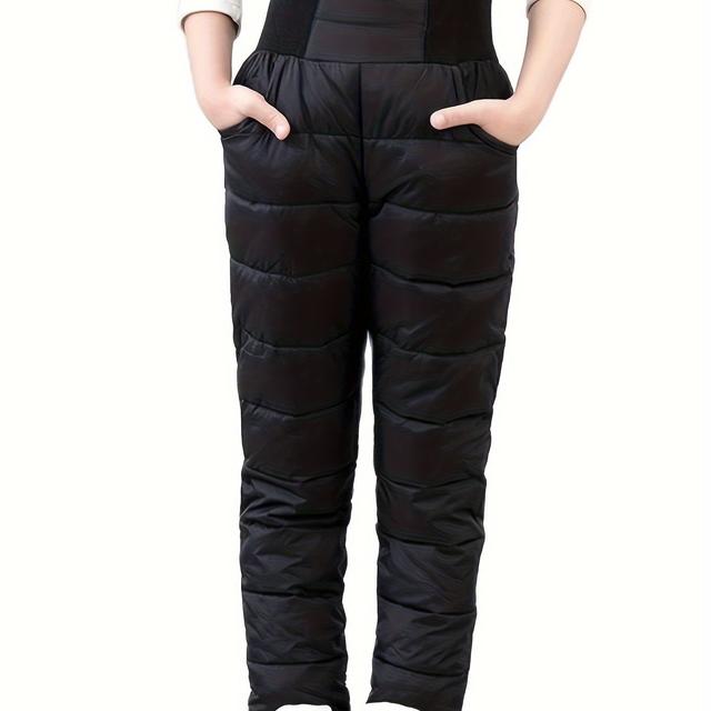 TEMU Winter Girls And Boys Pants Thickened Warm Trousers Outdoor Skiing Elastic High Waist Long Pants