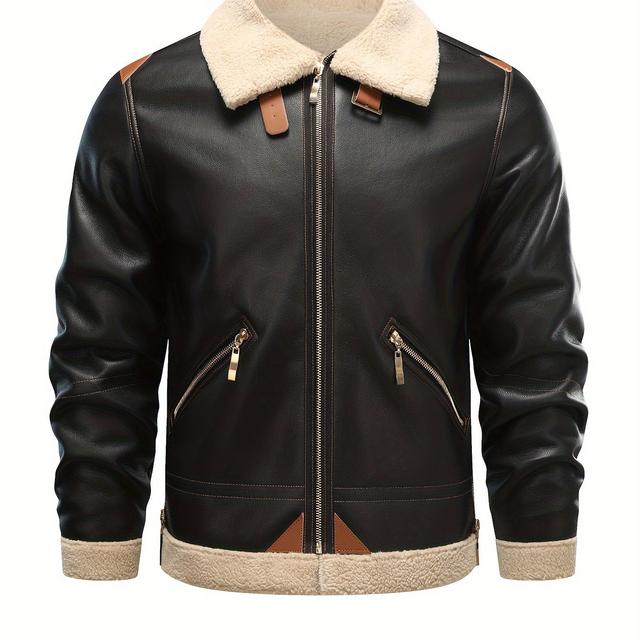 TEMU Lässige Herrenmode Jacke mit Fleece-Futter und Winddichter Oberfläche in US-Größen