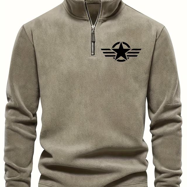 TEMU 남성용 플리스 하프 지퍼 탑, 스탠드 칼라 및 긴 소매, 남성용 클래식하고 스타일리시한 폴로 셔츠|남자셔츠|셔츠|남자옷