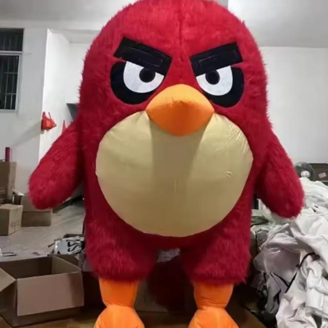 TEMU زي منفوخ 2 أمتار، أزياء طيور حمراء للألعاب، مناسب لحفلات الهالوين وعيد الميلاد، مناسب للأشخاص بطول 150-170 سم، بدون بطارية وشاحن، للمراهقين