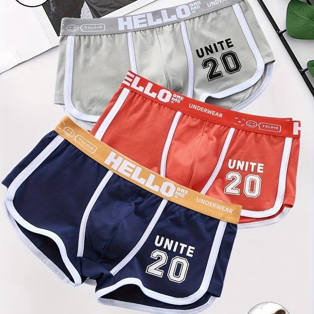 TEMU Pack de 3 Boxers para Homem | Elasticidade , Acabamento Contrastante, Cor com Design Estampado, Roupa Casual - HUOPAOSHOU
