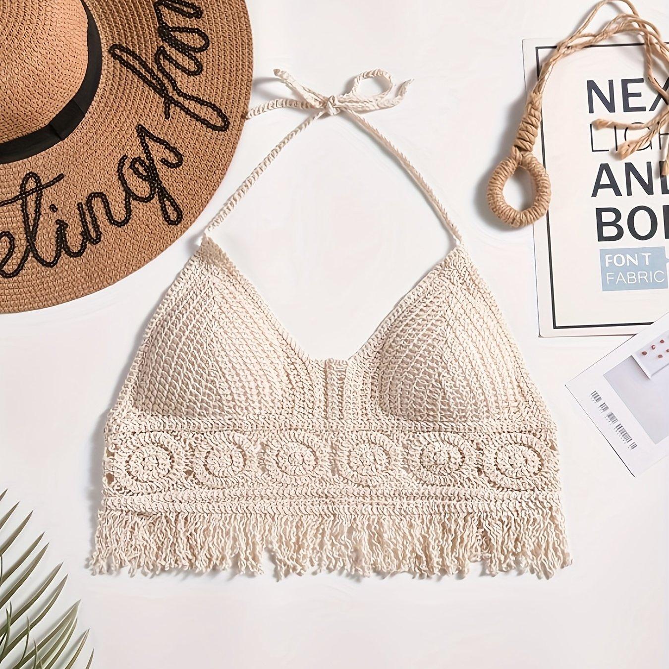 TEMU Bohemian National Swimsuit With Neck Strap And Hollow Swimsuit