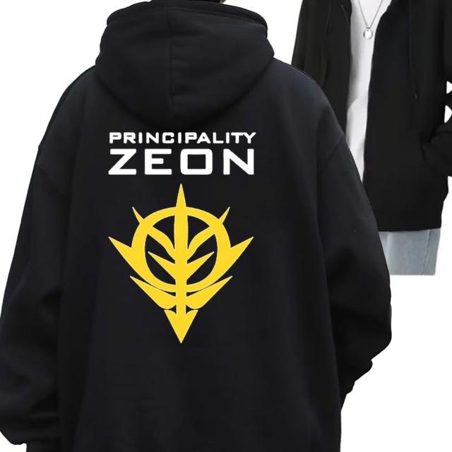 TEMU 【メンズ】オーバーサイズ フード付きセーター PRINCIPALITY ZEON ロゴ & ギリシャ文字 デルタフィ ラテン兄弟団 - ブラック & イエロー グラフィックプリント、長袖 カジュアル プルオーバー、丈夫なデジタル熱転写デザイン ギリシャ人生活アパレル、ティーンウルフ スタイル フーディ, メンズトレーナー, パーカー, パーカーメンズ