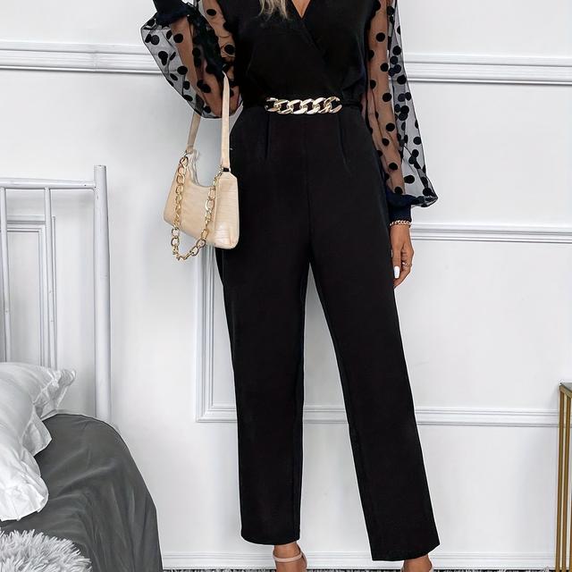 TEMU Polka Dot Långärmad Mode Slim Jumpsuit