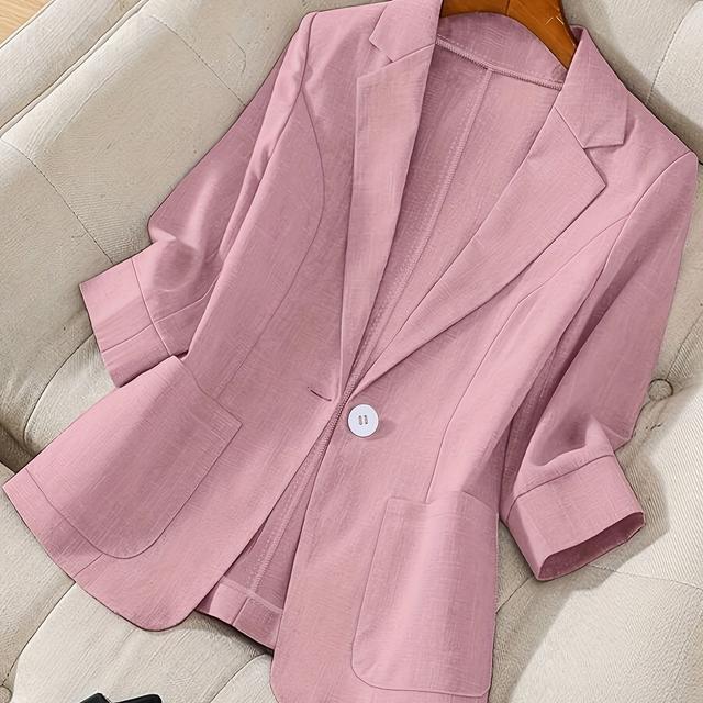 TEMU Chaqueta Casual de Larga con Cuello de Pico para Mujer, Color Sólido, y Otoño