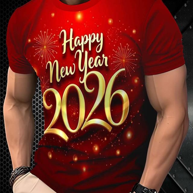 TEMU Original Fashion, Casual, 3d Men's Short-sleeve T-shirt, Round Neck, 100% Polyester