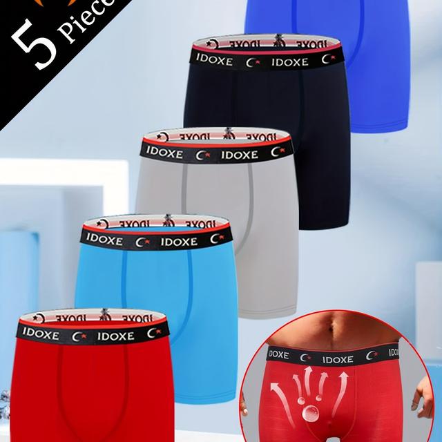 TEMU 5pcs -size Men's Underwear With Breathable Mesh, Casual Boxer Briefs, Comfortable Fitness Running Shorts For Valentine's Day , Plus Size