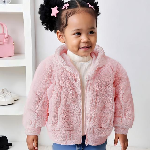 TEMU 1- جاكيت بقلنسوة لطيف بلون موحد بنقشة قلب قطيفة، مناسب للارتداء في الهواء الطلق في والشتاء، مثالي للأنشطة الخارجية