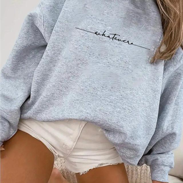 TEMU Women's Round Neck Sweatshirt - Casual And Stylish, Soft And Comfortable, 100% Polyester 230g, Printed Design, Long Sleeve Style, Perfect For Daily Wear In Autumn And Winter