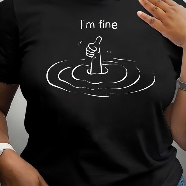 TEMU Plus Size I'm Crew Neck T-shirt, Casual Short Sleeve T-shirt For , Women's Plus Size Clothing