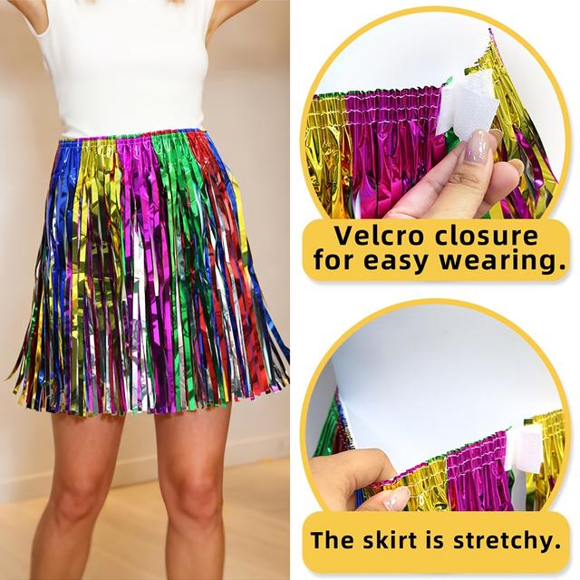 TEMU Faldas de Carnaval Coloridas de Media , Faldas de Flecos Gruesas de Animadora para Fiestas de Halloween y Grandes Actuaciones Festivas