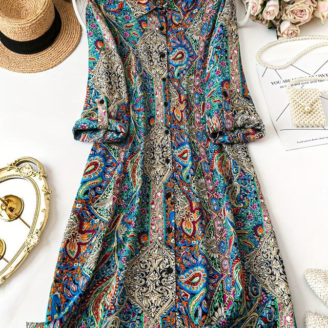 TEMU Plus Size, Plus Size Button- Printed Shirt