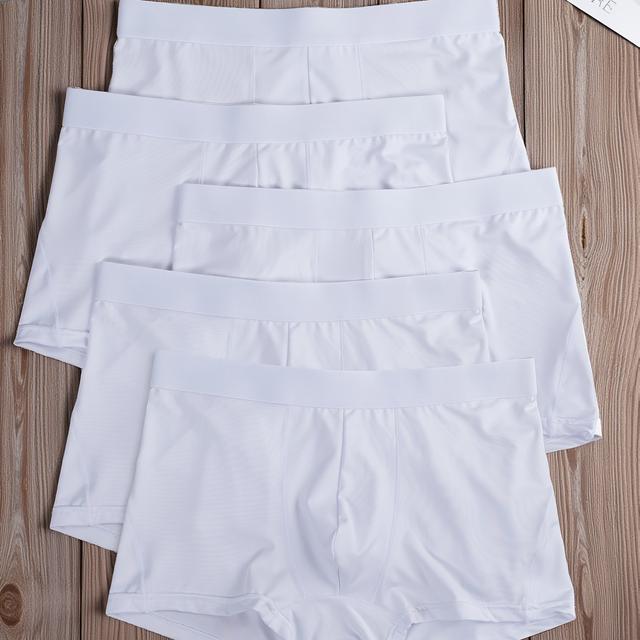 TEMU 5er-Pack weiße Herrenunterwäsche, bequeme Boxershorts für alle Jahreszeiten