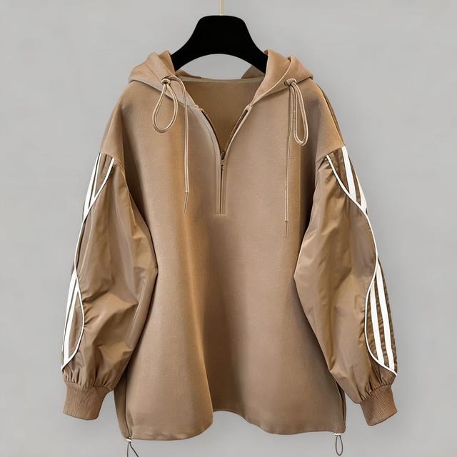 TEMU Semi-Zipper-Pullover mit Kapuze und Stitching zur Textur zu zeigen – Eine vielseitige Wahl für Schwestern, Freundinnen und sich selbst