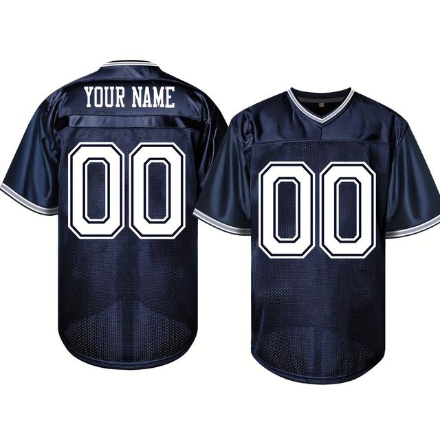 TEMU Gepersonaliseerd Amerikaanse voetbalshirt voor heren met naam en nummer, met borduursel voor buitensporten, verkrijgbaar in de maten S tot 3XL