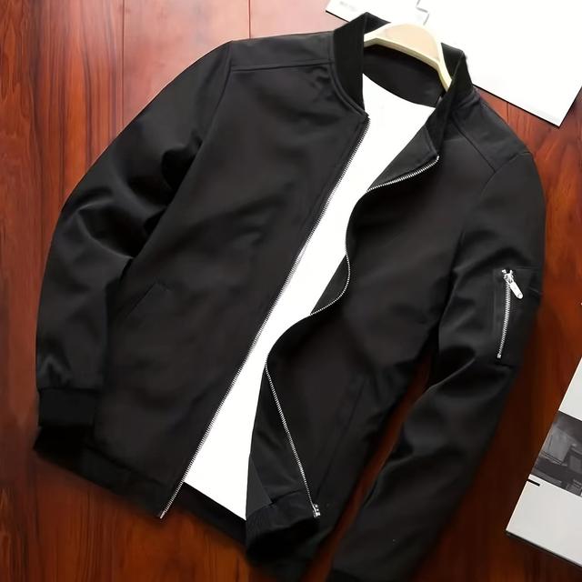 TEMU Men's Stylish Collar Zipper Pocket Outdoor Jacket