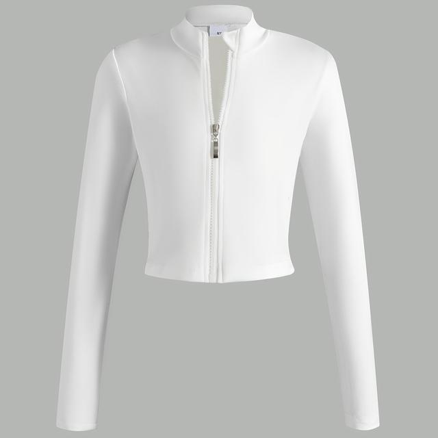 TEMU Xuanyu Si Chaqueta corta de manga larga de color liso y ajuste regular para niñas, para salidas casuales diarias de moda, para y otoño