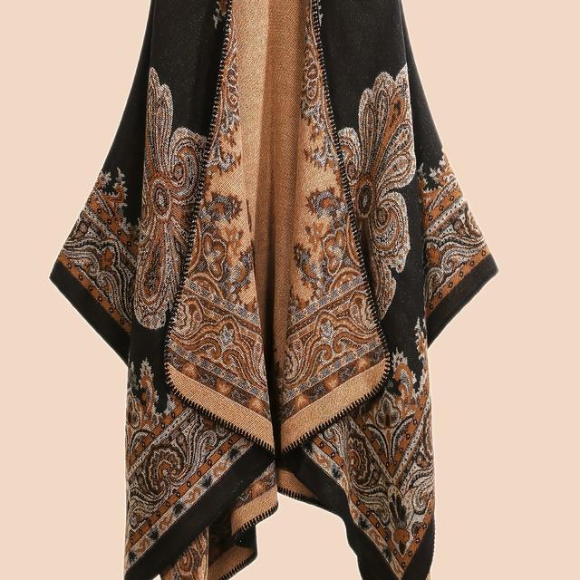 TEMU Plus Size Women's Elegant Paisley Pattern Double-sided Scarf Shawl Wrap - Autumn Winter , Middle Eastern-, Versatile No-legs Design For Casual & Formal Outfits, Soft Texture, Luxurious Feel