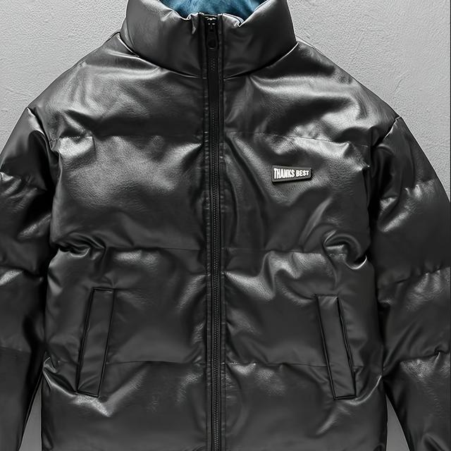 TEMU Veste Noire pour Homme avec Poches - Col de Baseball Décontracté, Zippée, Manches Longues, Coupe pour Tenue Extérieure et Décontractée