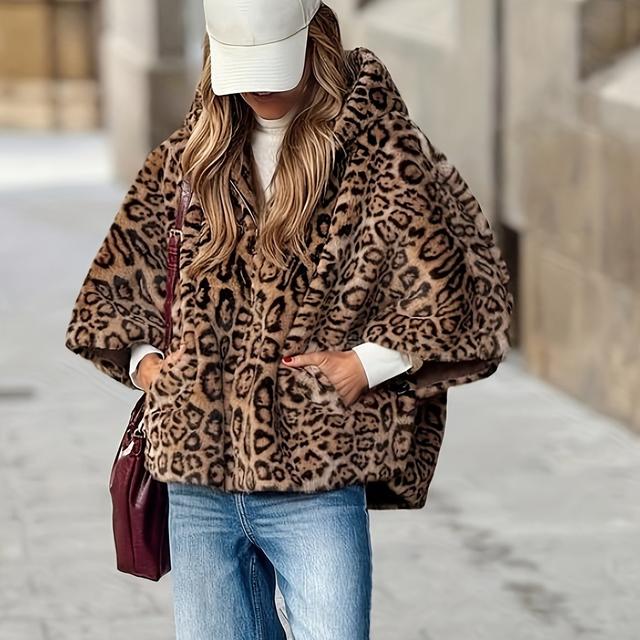 TEMU Chaqueta de Estampado Leopardo para Mujer - Abrigo con Cierre Elegante y Largas, Chaqueta No Elástica para Eventos Formales y Uso , Ropa Chic para Todas , Diseño Moderno y Duradero