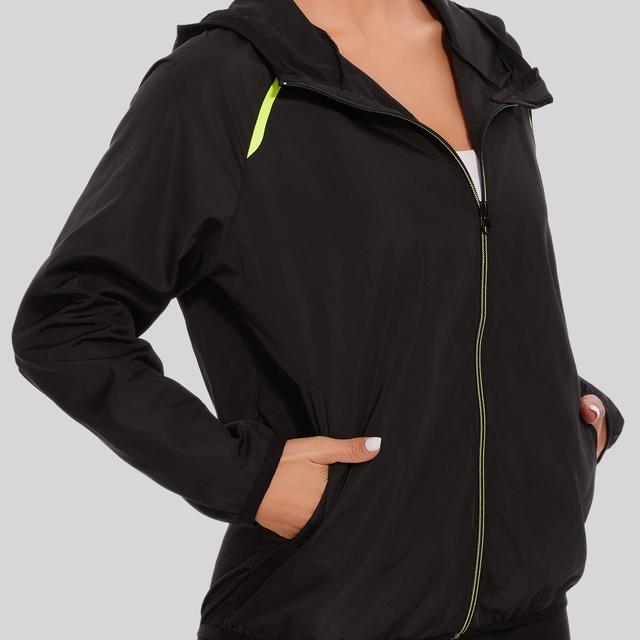 TEMU Women's Hooded Zip-up Jacket Full Polyester High Quality Windproof Raincoat Outdoor S Long Sleeve Windbreaker