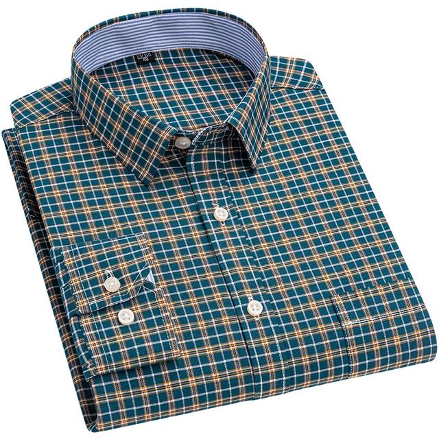TEMU Men's Casual Long-sleeve Plaid Shirt, Breathable And Loose Fit, Suitable For Summer And Autumn, Featuring A Relaxed Pattern