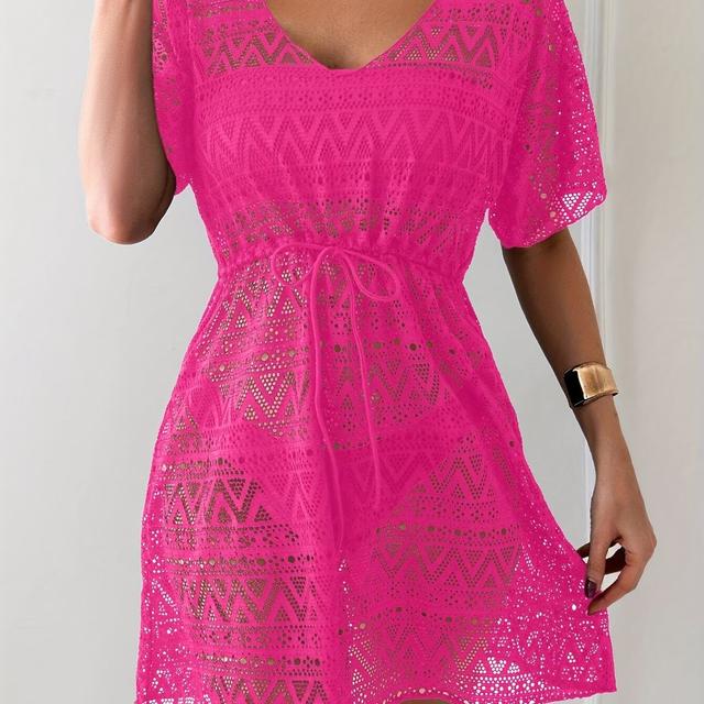 TEMU Cover-up Dress With A Drawstring Waist For Swimming, Not Including A Bikini.